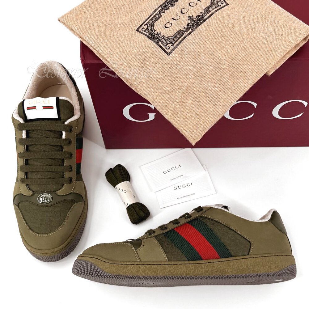 NEW GUCCI Screener Ripstop GG Logo WEB Sneakers Men's G 8.5 / US 9 Authentic - Picture 13 of 13